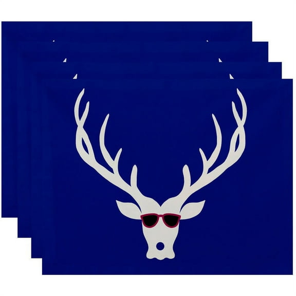 Simply Daisy 18" x 14" Cool Dude Holiday Animal Print Placemats, Set of 4