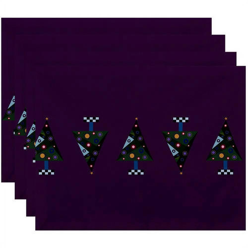 Simply Daisy 18" x 14" Crazy Christmas Holiday Print Placemats, Set of 4