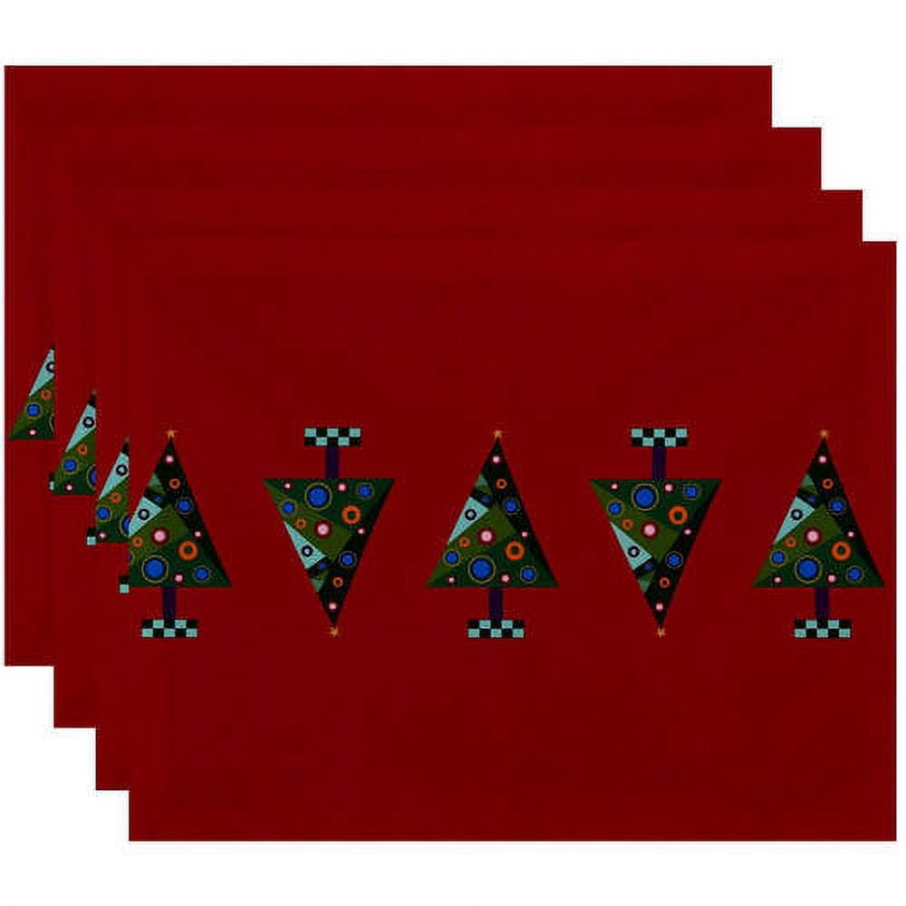 Simply Daisy 18" x 14" Crazy Christmas Holiday Print Placemats, Set of 4