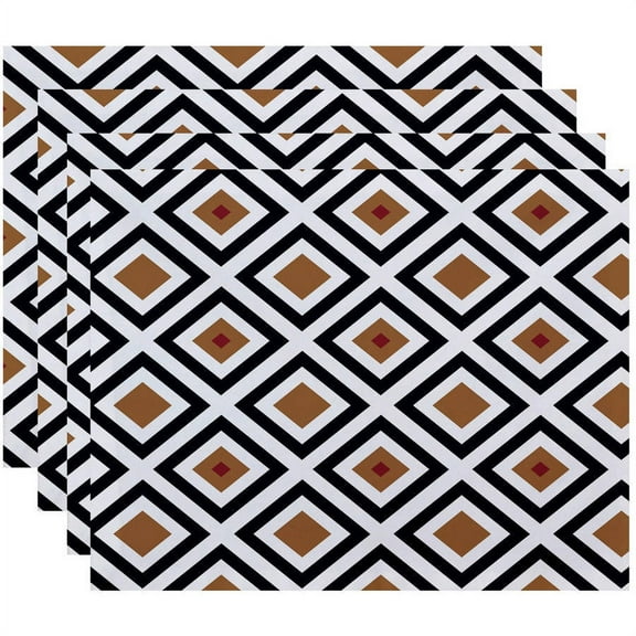 Simply Daisy 18" x 14" Diamond Mayhem Geometric Print Placemats, Set of 4