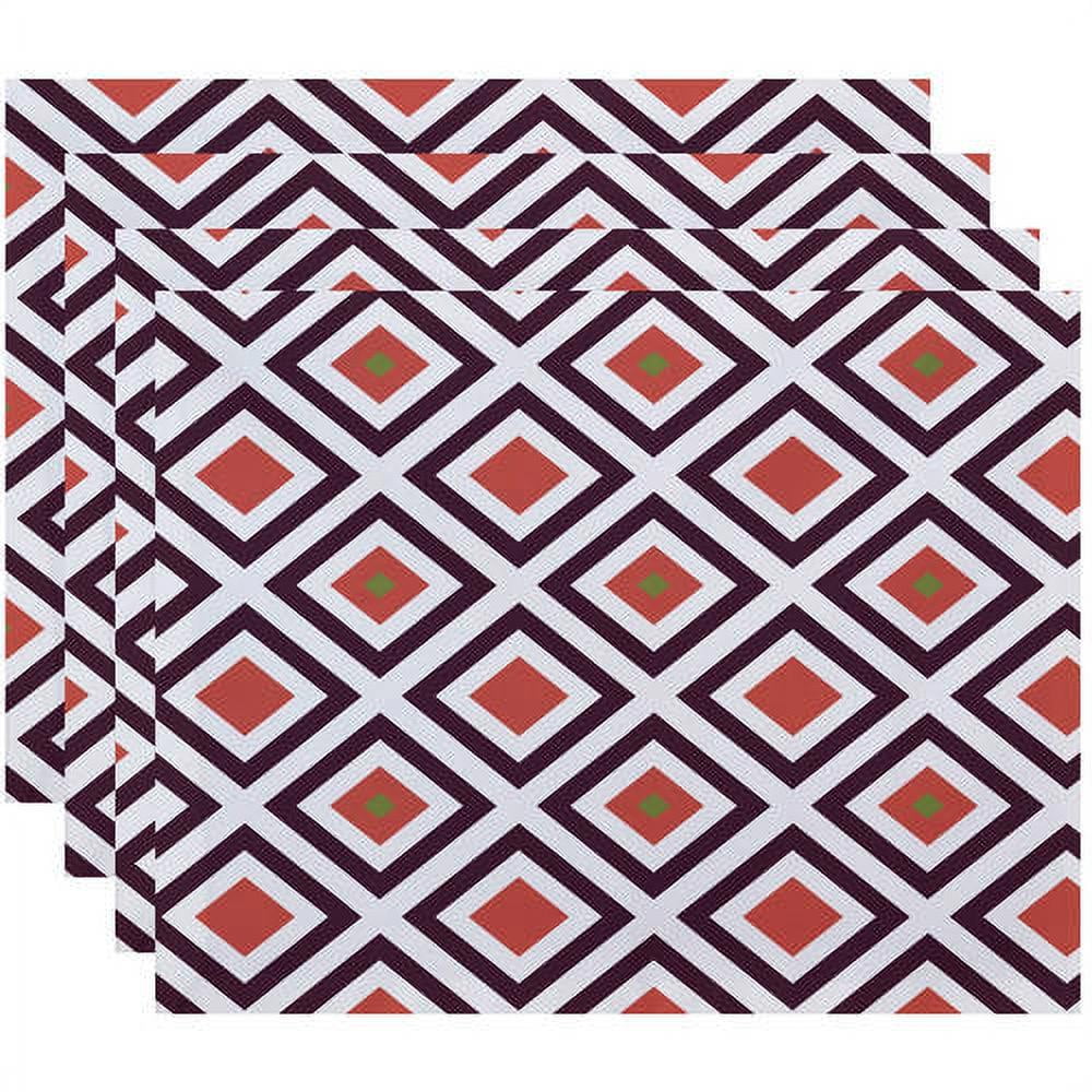 Simply Daisy 18" x 14" Diamond Mayhem Geometric Print Placemats, Set of 4