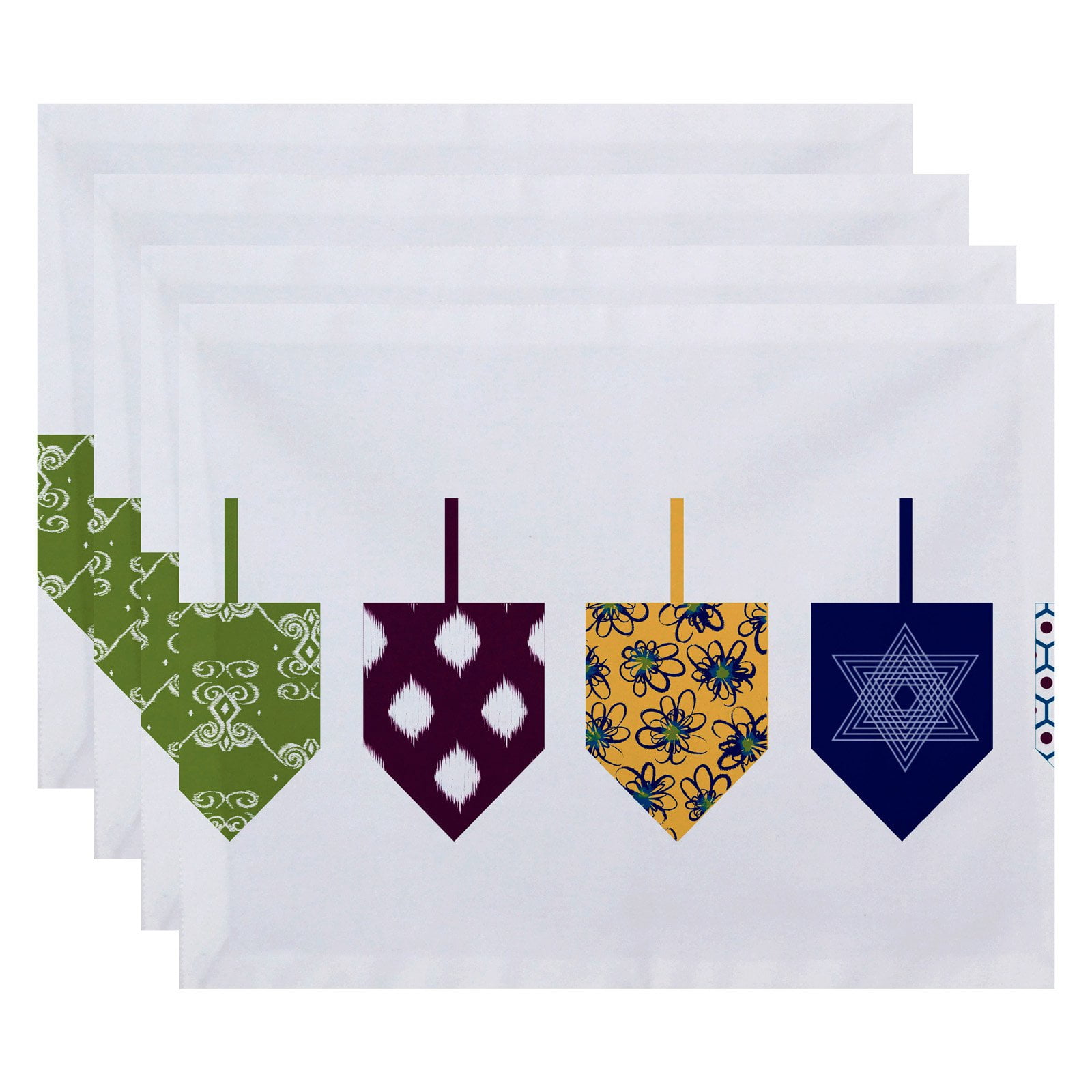 Simply Daisy 18" x 14" Doodled Dreidels Geometric Print Placemat