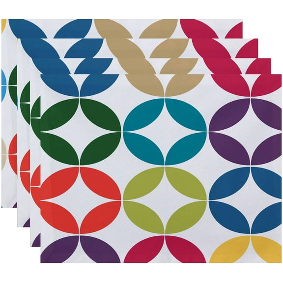 Simply Daisy 18" x 14" Eye Opener Geometric Print Placemat, Set of 4