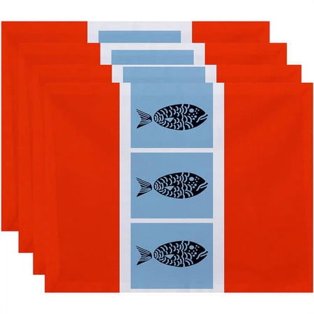 Simply Daisy 18" x 14" Fish Chips Animal Print Placemat, Set of 4