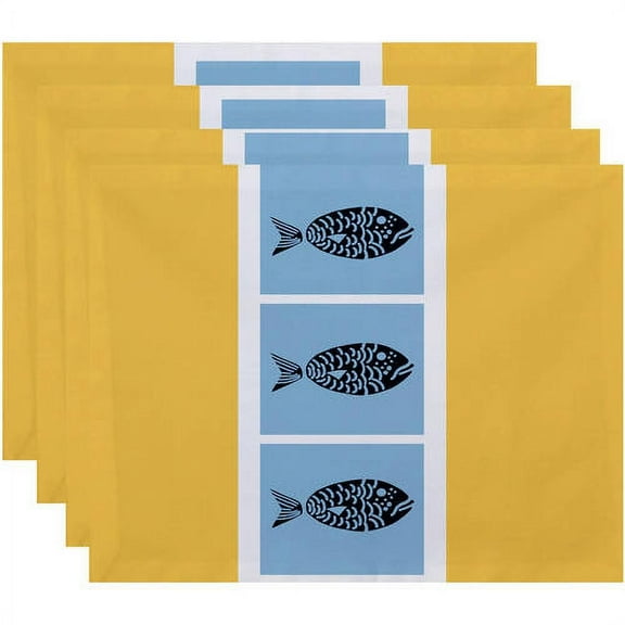 Simply Daisy 18" x 14" Fish Chips Animal Print Placemat, Set of 4