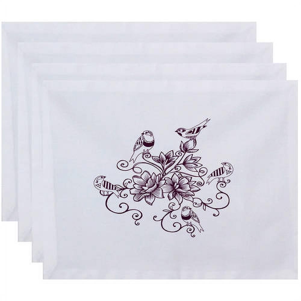 Simply Daisy 18" x 14" Five Little Birds Floral Print Placemats, Set of 4