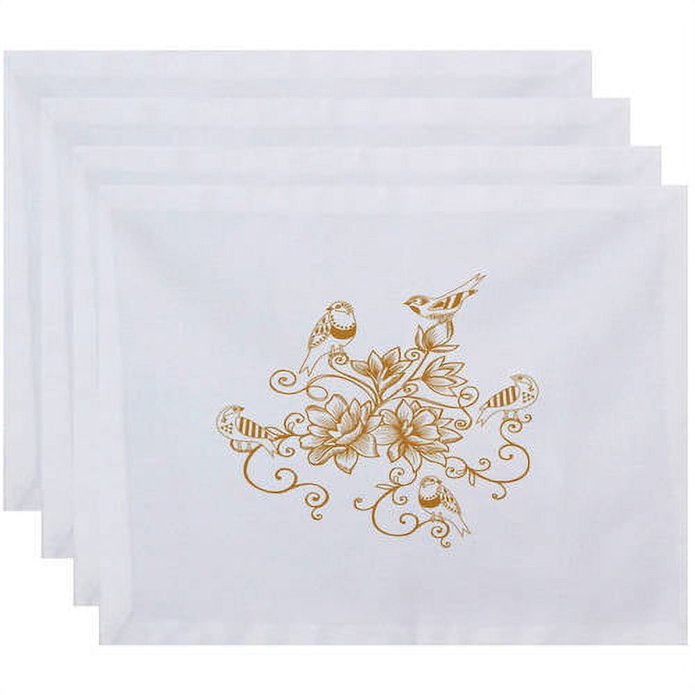 Simply Daisy 18" x 14" Five Little Birds Floral Print Placemats, Set of 4