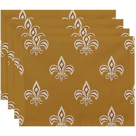 Simply Daisy 18" x 14" Fleur de Lis Ikat Print Placemats, Set of 4