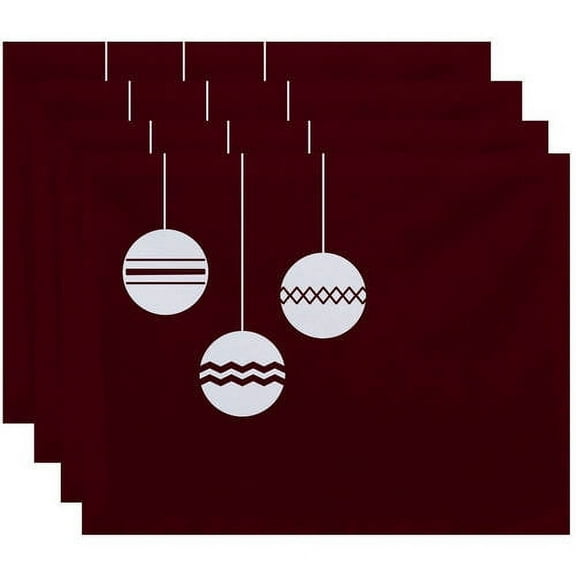Simply Daisy 18" x 14" Geo-Bulbs Holiday Print Placemats, Set of 4