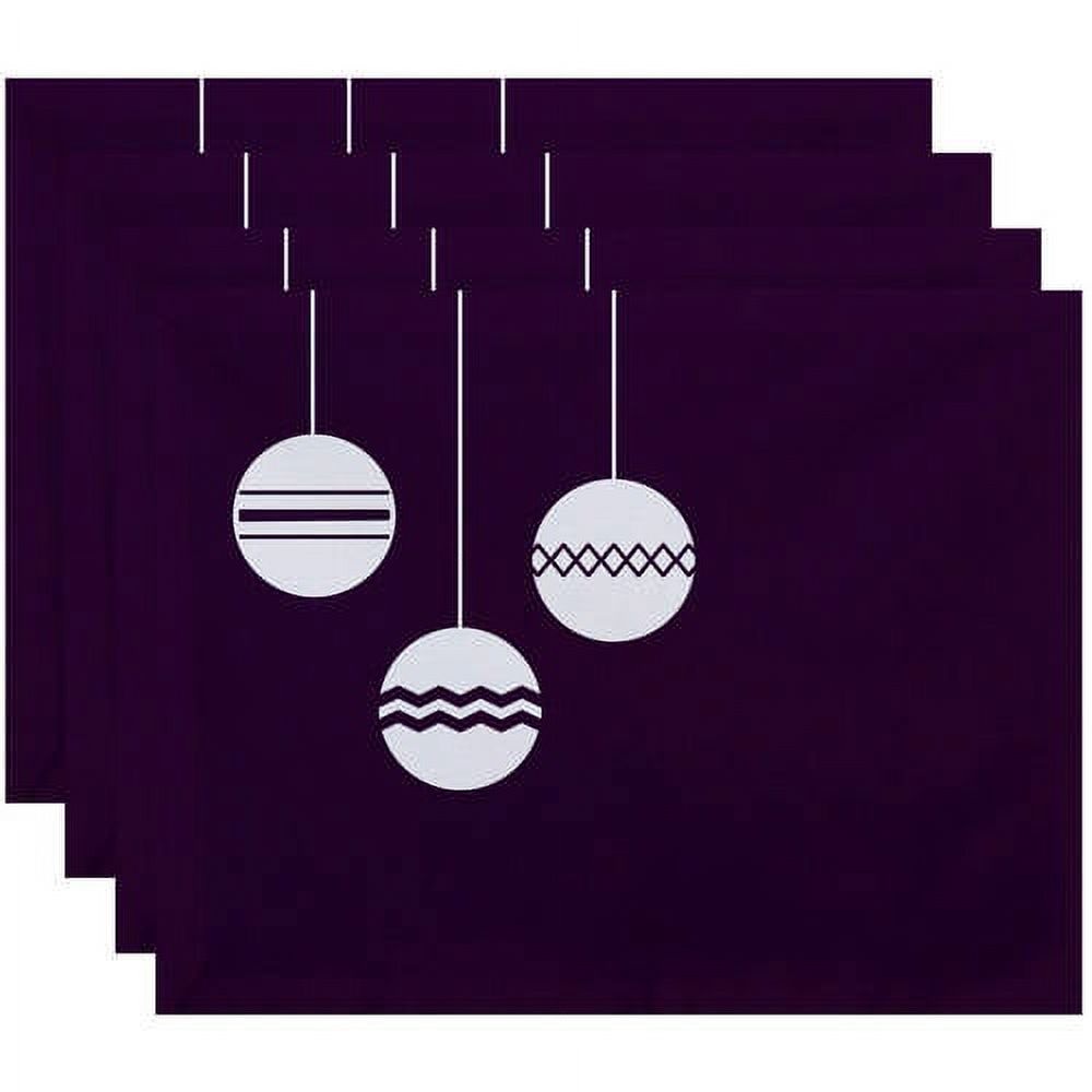 Simply Daisy 18" x 14" Geo-Bulbs Holiday Print Placemats, Set of 4