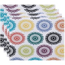 Simply Daisy 18" x 14" Groovy Geometric Print Placemats, Set of 4