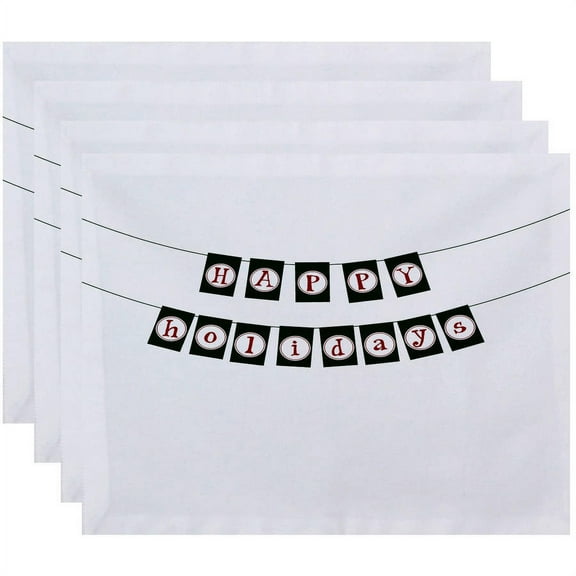 Simply Daisy 18" x 14" Happy HolidaysBanner Word Print Placemats, Set of 4