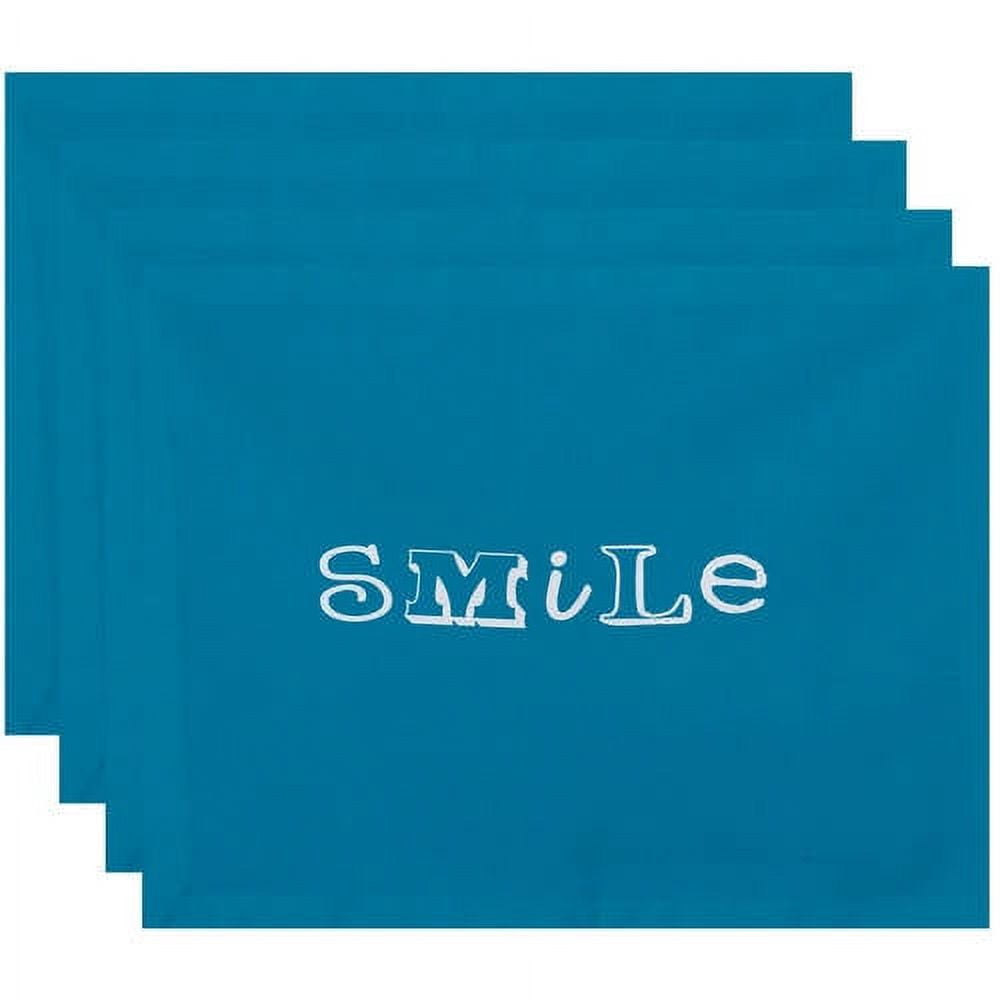 Simply Daisy 18" x 14" Happy Smile Word Print Placemats, Set of 4