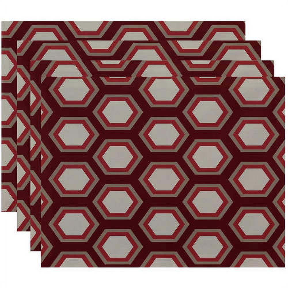 Simply Daisy 18" x 14" Hex Appeal Geometric Print Placemats, Set of 4