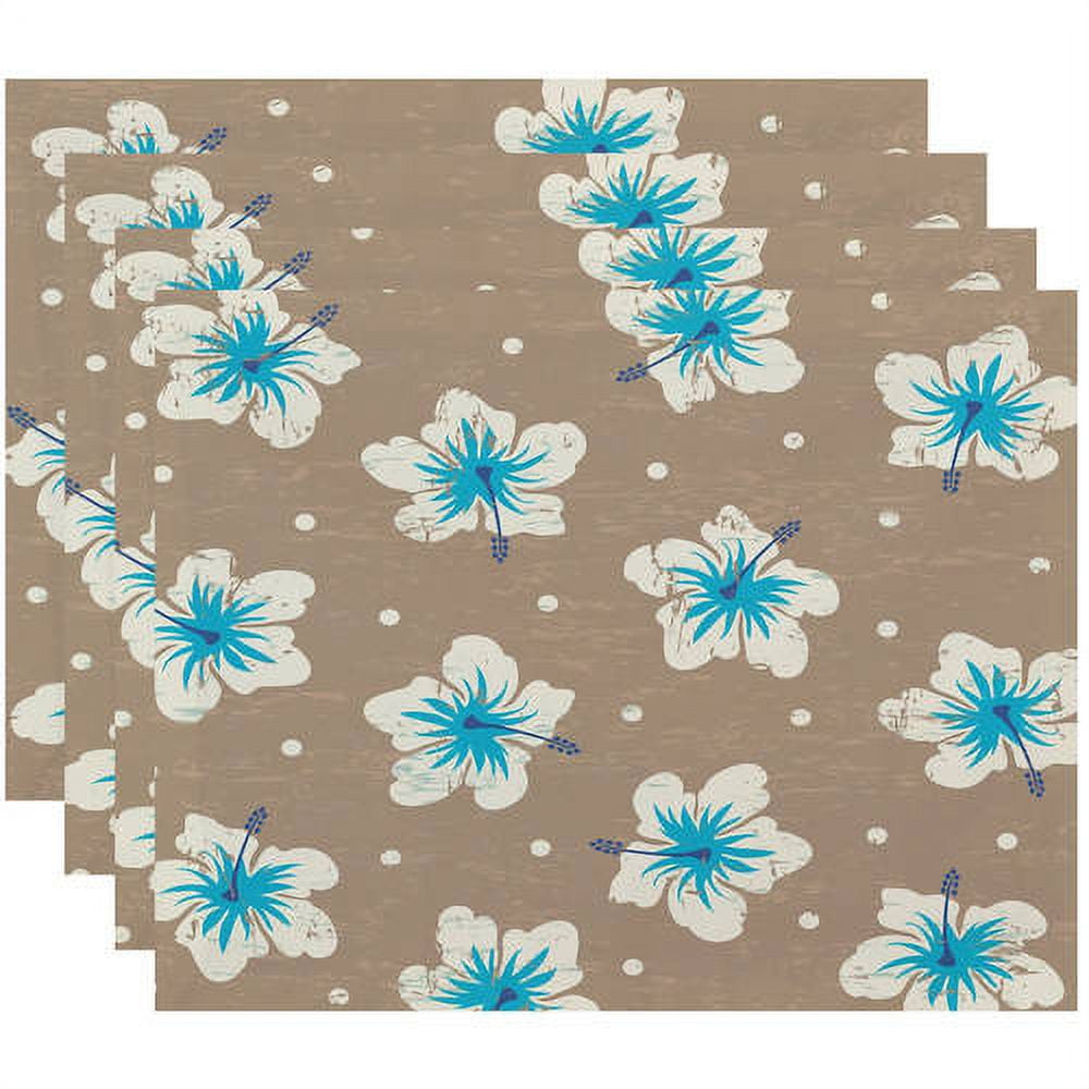 Simply Daisy 18" x 14" Hibiscus Blooms Floral Print Placemats, Set of 4