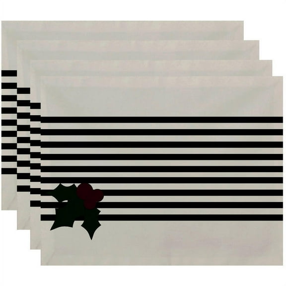 Simply Daisy 18" x 14" Holly Stripe Holiday Stripe Print Placemat