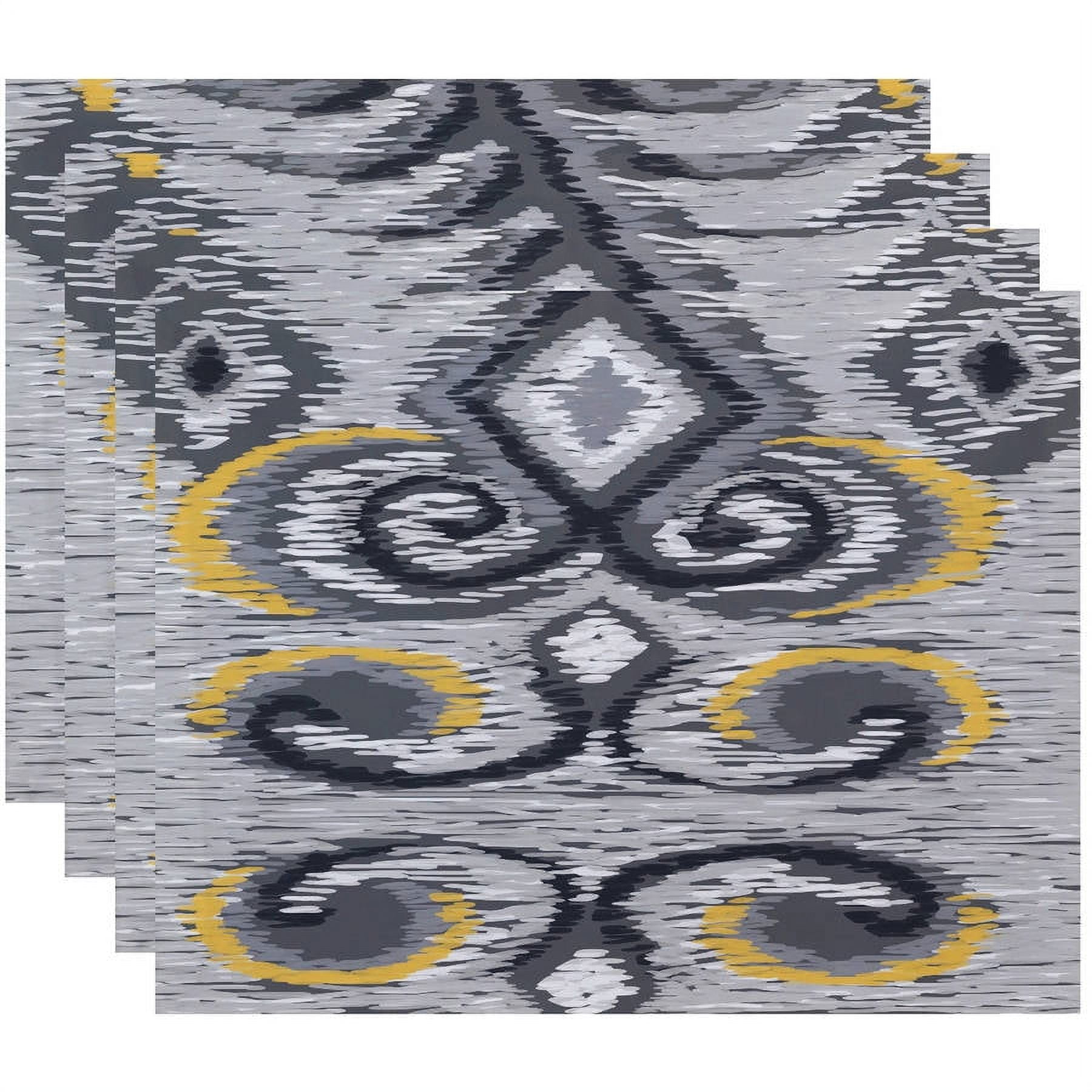 Simply Daisy 18" x 14" IKAT's Meow Geometric Print Placemats, Set of 4