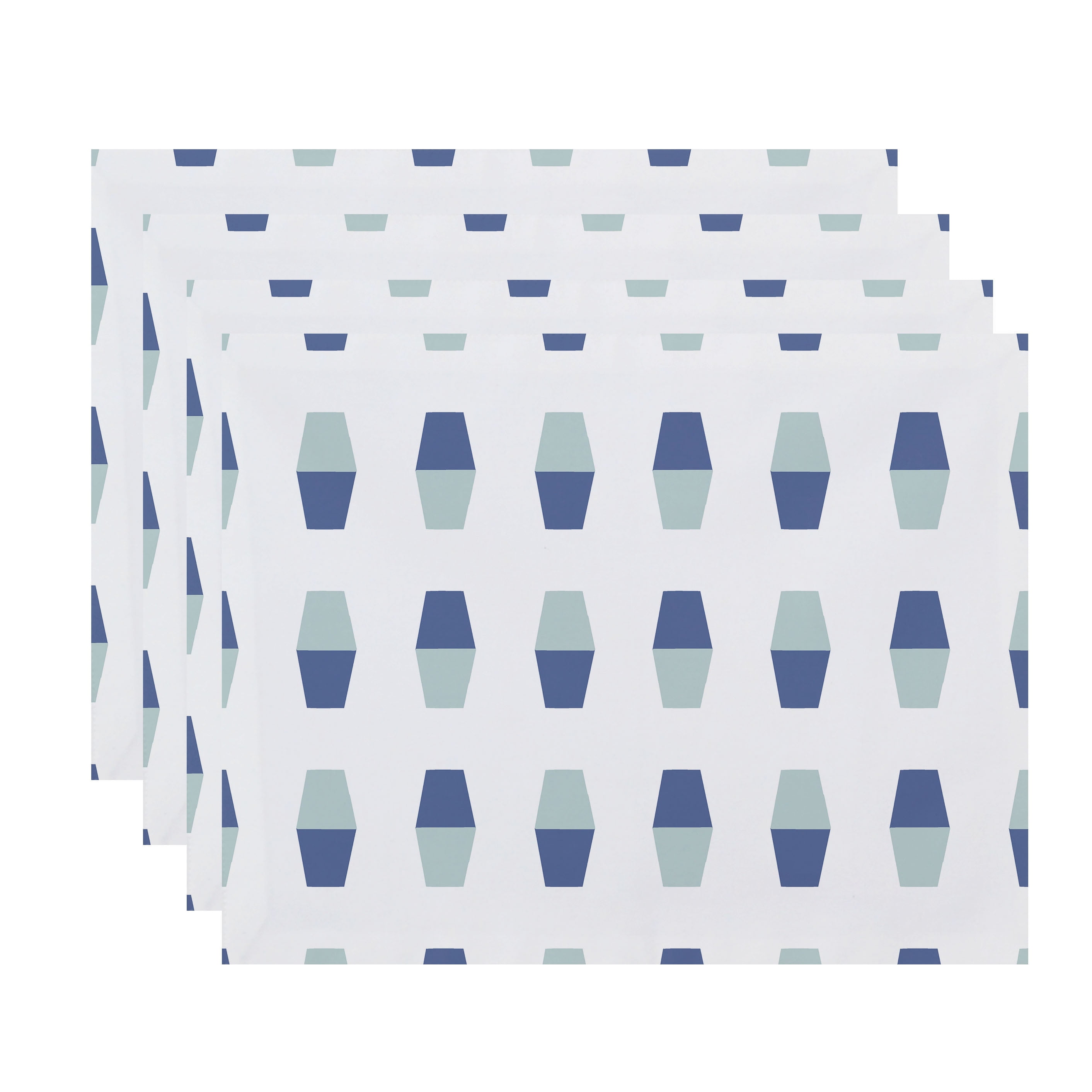 Simply Daisy, 18 x 14 Inch, Bowling Pins, Geometric Print Placemat (Set of 4), Blue