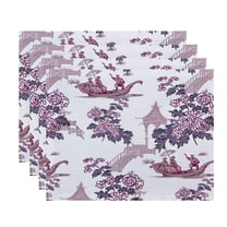 Simply Daisy, 18 x 14 Inch China Old Floral Print Placemat (set of 4), Purple
