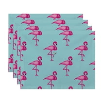 Simply Daisy, 18 x 14 Inch Flamingo Fanfare Martini Animal Print Placemat (set of 4), Aqua