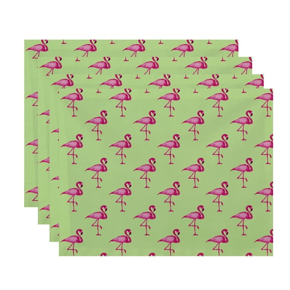 Simply Daisy, 18 x 14 Inch Flamingo Fanfare Multi Animal Print Placemat (set of 4), Light Green