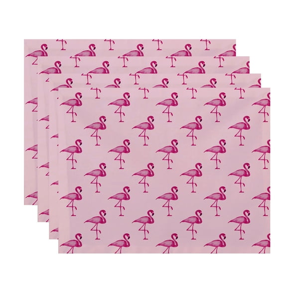 Simply Daisy, 18 x 14 Inch Flamingo Fanfare Multi Animal Print Placemat (set of 4), Pink