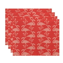 Simply Daisy, 18 x 14 Inch Flamingo Heart Martini Animal Print Placemat (set of 4), Coral