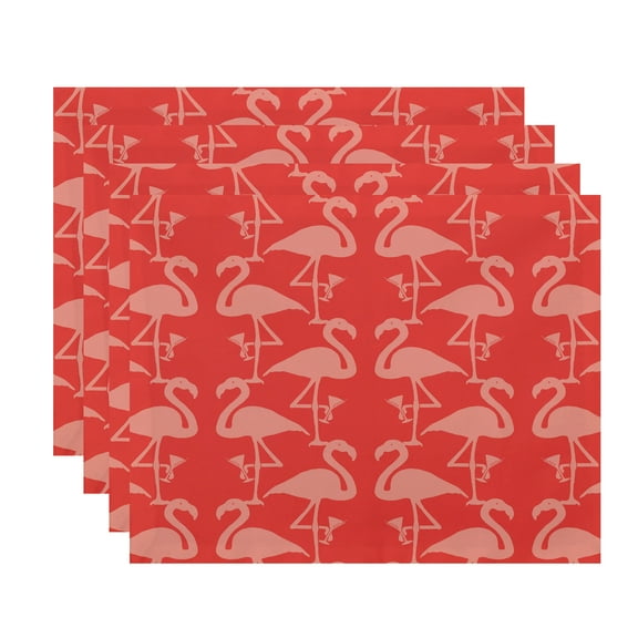 Simply Daisy, 18 x 14 Inch Flamingo Heart Martini Animal Print Placemat (set of 4), Coral
