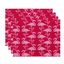 Simply Daisy, 18 x 14 Inch Flamingo Heart Martini Animal Print Placemat (set of 4), Pink