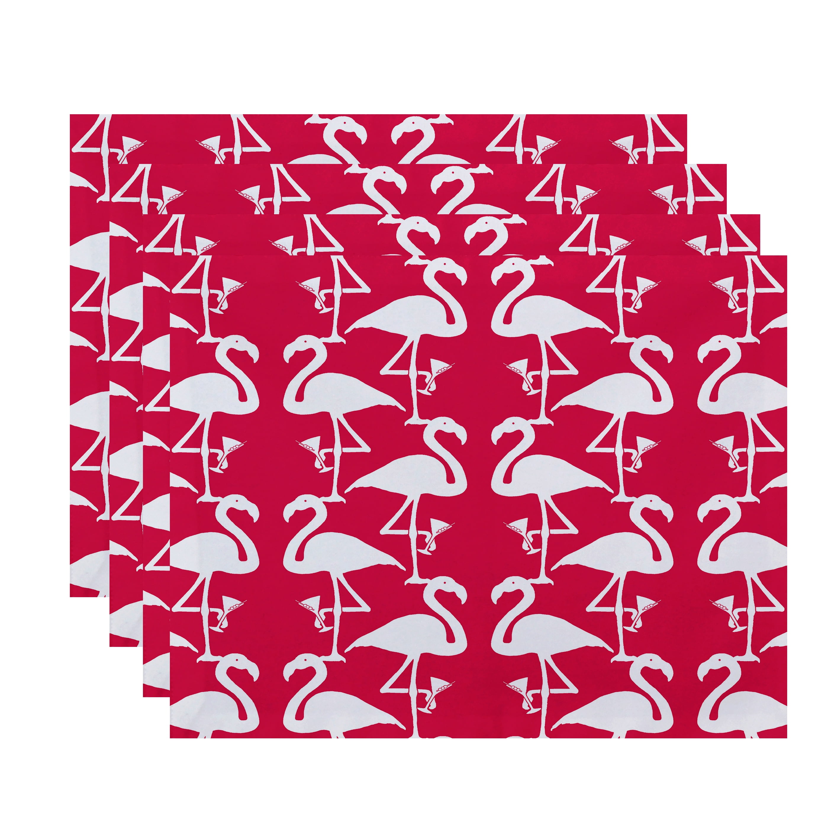 Simply Daisy, 18 x 14 Inch Flamingo Heart Martini Animal Print Placemat (set of 4), Pink