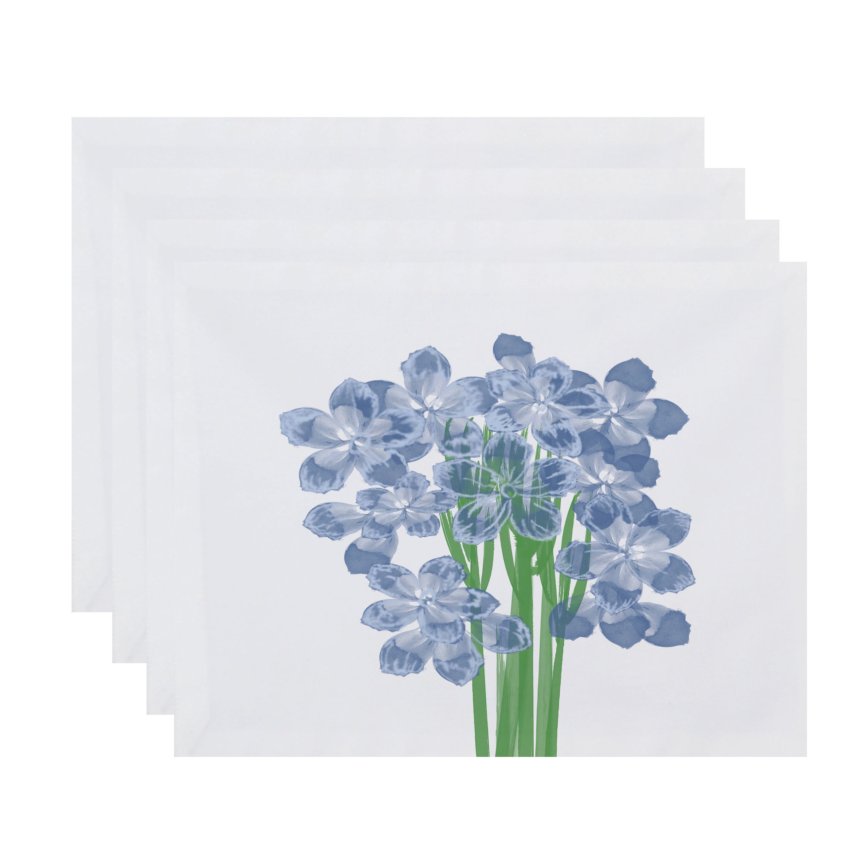 Simply Daisy, 18 x 14 Inch, Florpalida, Floral Print Placemat (Set of 4), Blue