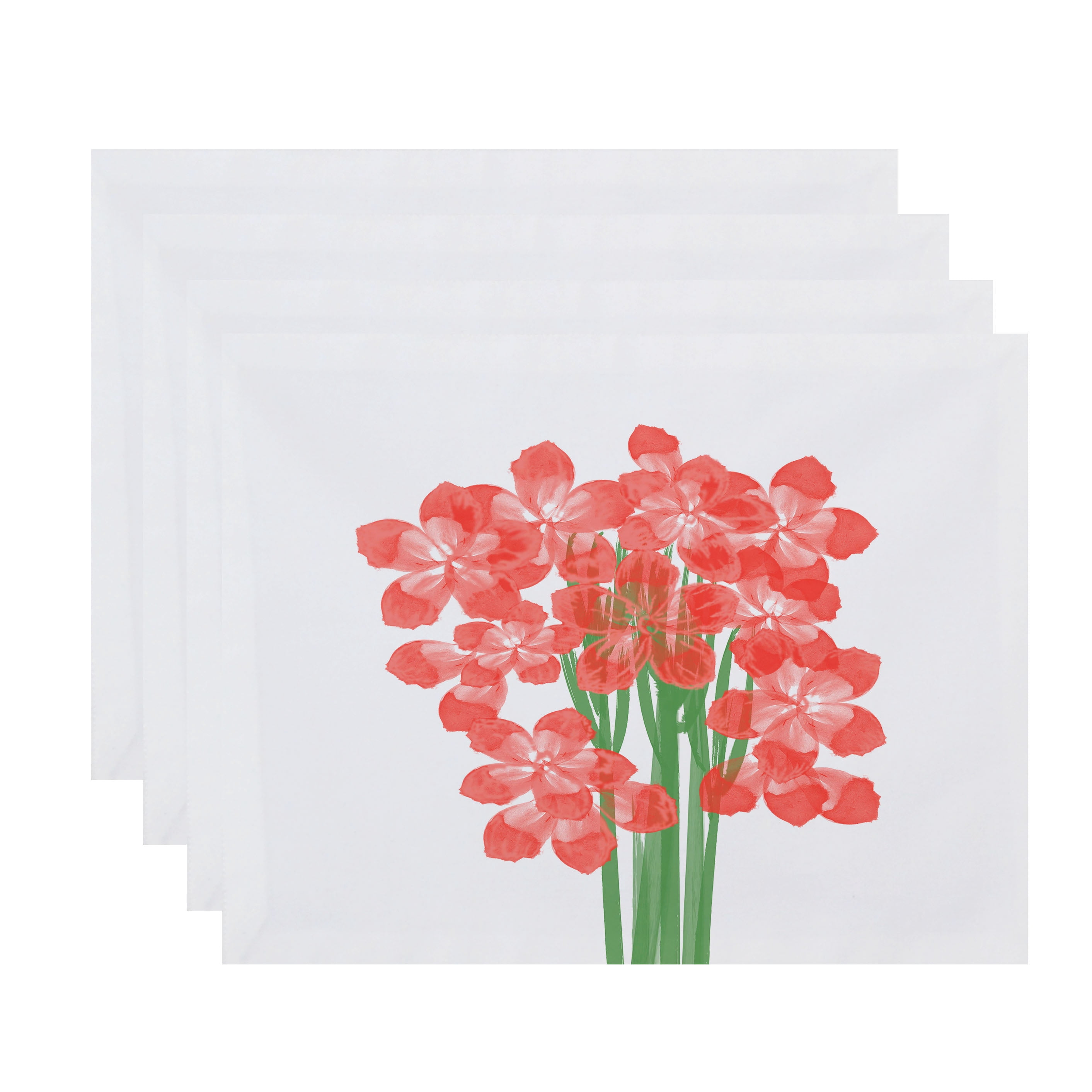 Simply Daisy, 18 x 14 Inch, Florpalida, Floral Print Placemat (Set of 4), Orange