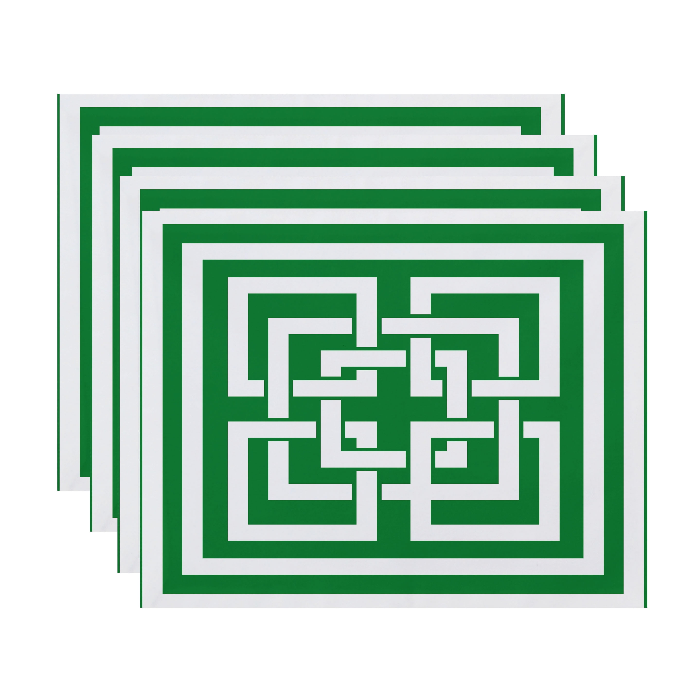 Green and White Geometric Print Fabric Placemats, Set of 4