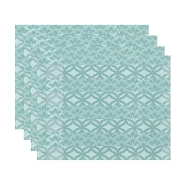 Simply Daisy, 18 x 14 Inch, Greeko Simple, Geometric Print Placemat (Set of 4), Aqua