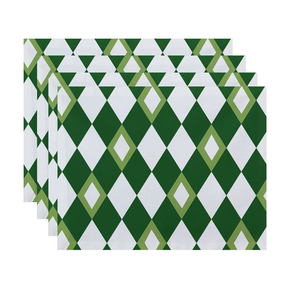 Simply Daisy, 18 x 14 Inch Harlequin Geometric Print Placemat (set of 4), Green