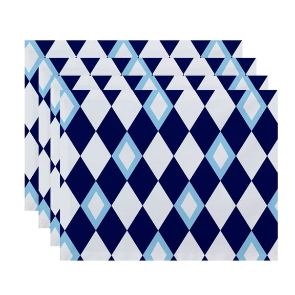 Simply Daisy, 18 x 14 Inch Harlequin Geometric Print Placemat (set of 4), Royal Blue