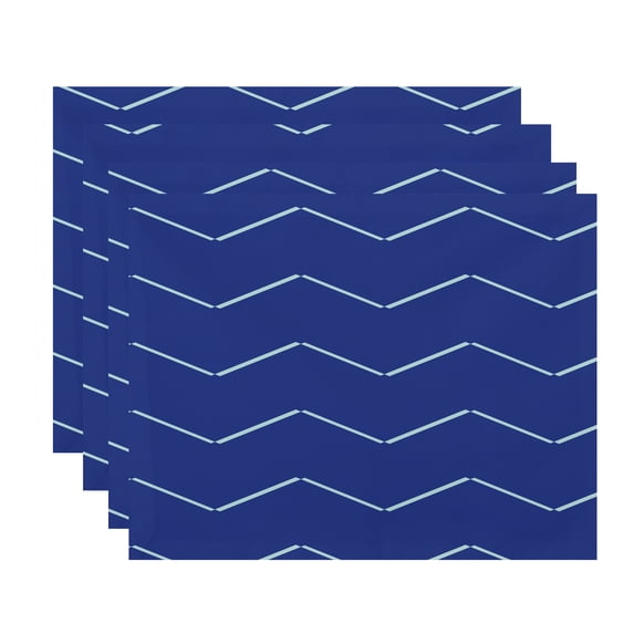 Simply Daisy, 18 x 14 Inch Harlequin Stripe Geometric Print Placemat (set of 4), Royal Blue