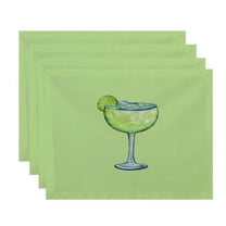 Simply Daisy, 18 x 14 Inch Margarita Plain Geometric Print Placemat (set of 4), Light Green
