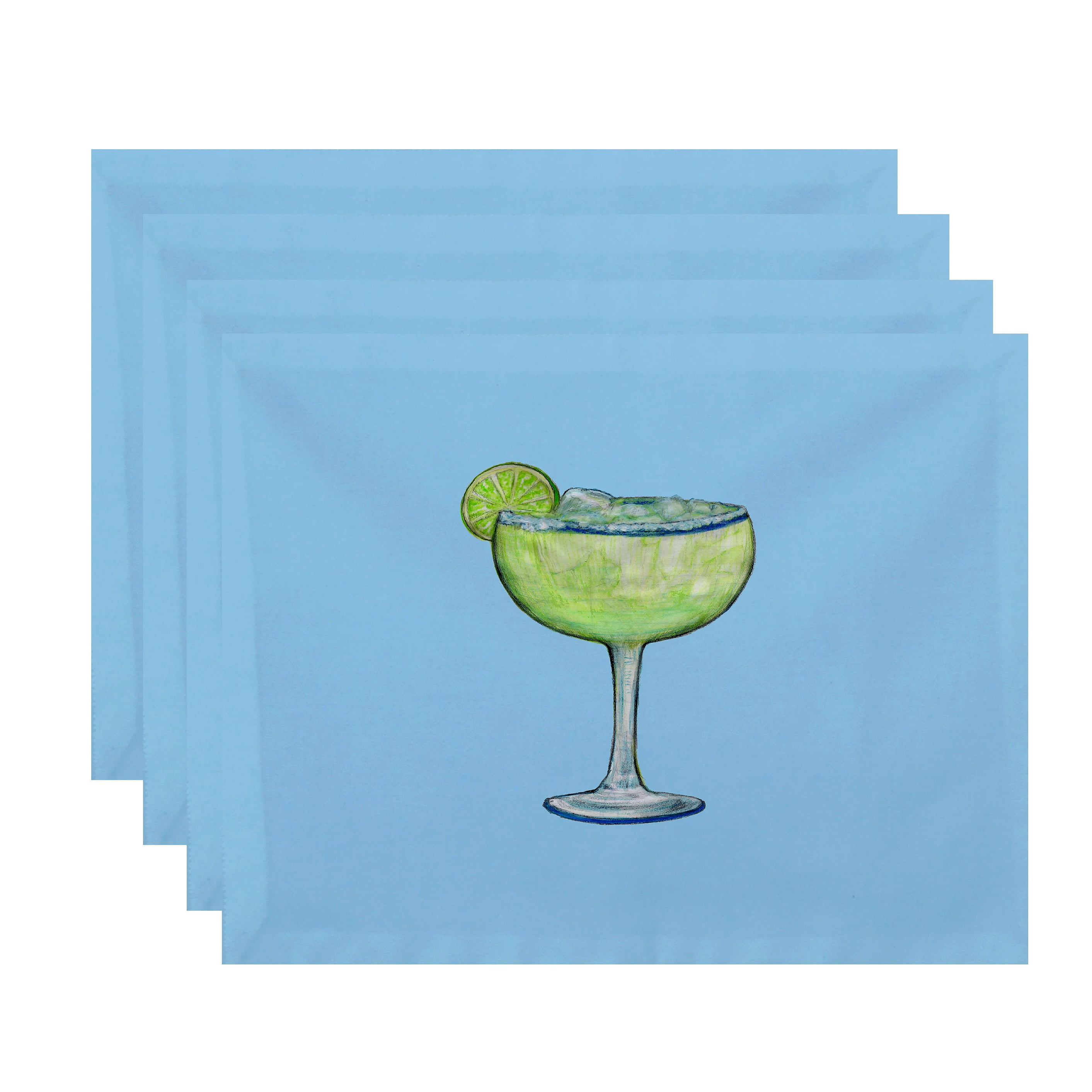 Simply Daisy, 18 x 14 Inch Margarita Plain Geometric Print Placemat (set of 4), Pale Blue