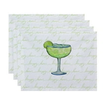 Simply Daisy, 18 x 14 Inch Margarita Text Fade Happy Hour Geometric Print Placemat (set of 4), Light Green