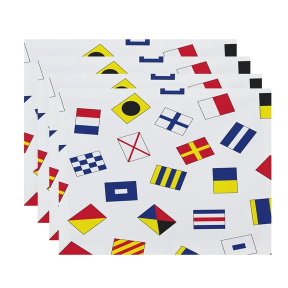 Simply Daisy, 18 x 14 Inch, Multi All Over Toss Larger, Geometric Print Placemat (Set of 4), Red