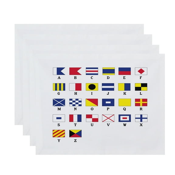 Simply Daisy, 18 x 14 Inch, Multi Smaller Letters, Geometric Print Placemat (Set of 4), Red