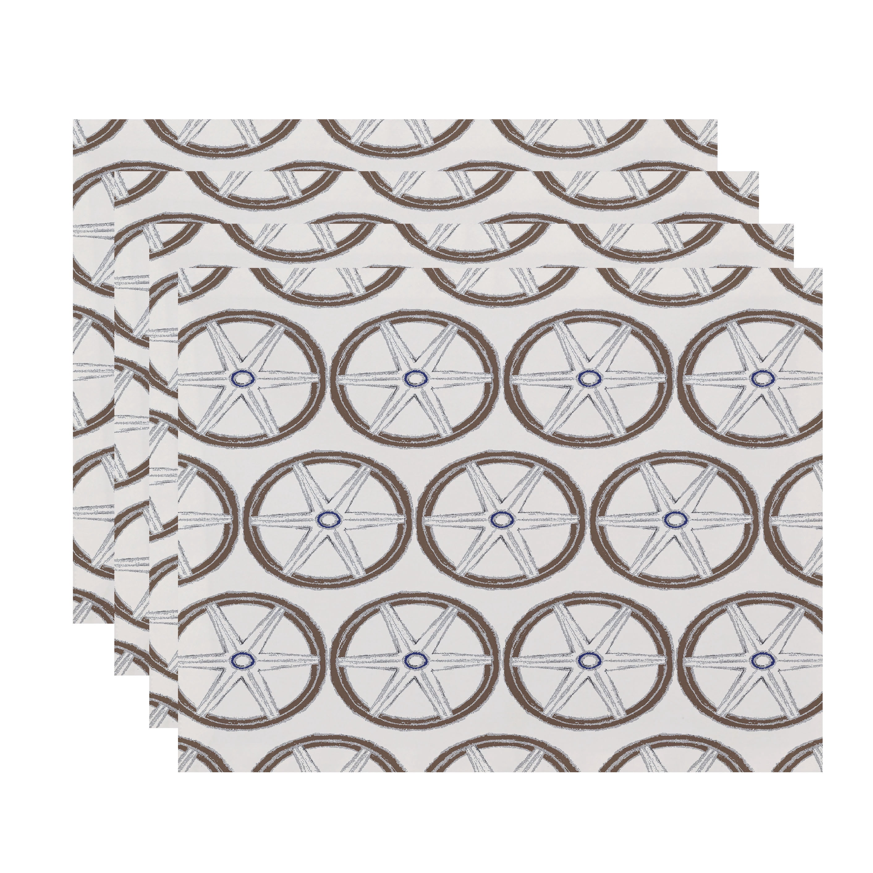 Simply Daisy, 18 x 14 Inch, Nautical Geo Lines, Geometric Print Placemat (Set of 4), Ivory