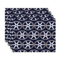 Simply Daisy, 18 x 14 Inch, Nautical Geo Lines, Geometric Print Placemat (Set of 4), Navy Blue