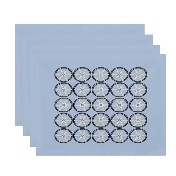 Simply Daisy, 18 x 14 Inch, Nautical Geo Square, Geometric Print Placemat (Set of 4), Blue