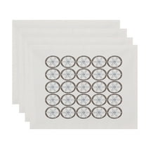 Simply Daisy, 18 x 14 Inch, Nautical Geo Square, Geometric Print Placemat (Set of 4), Ivory