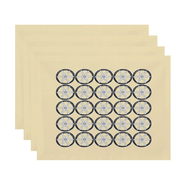 Simply Daisy, 18 x 14 Inch, Nautical Geo Square, Geometric Print Placemat (Set of 4), Yellow