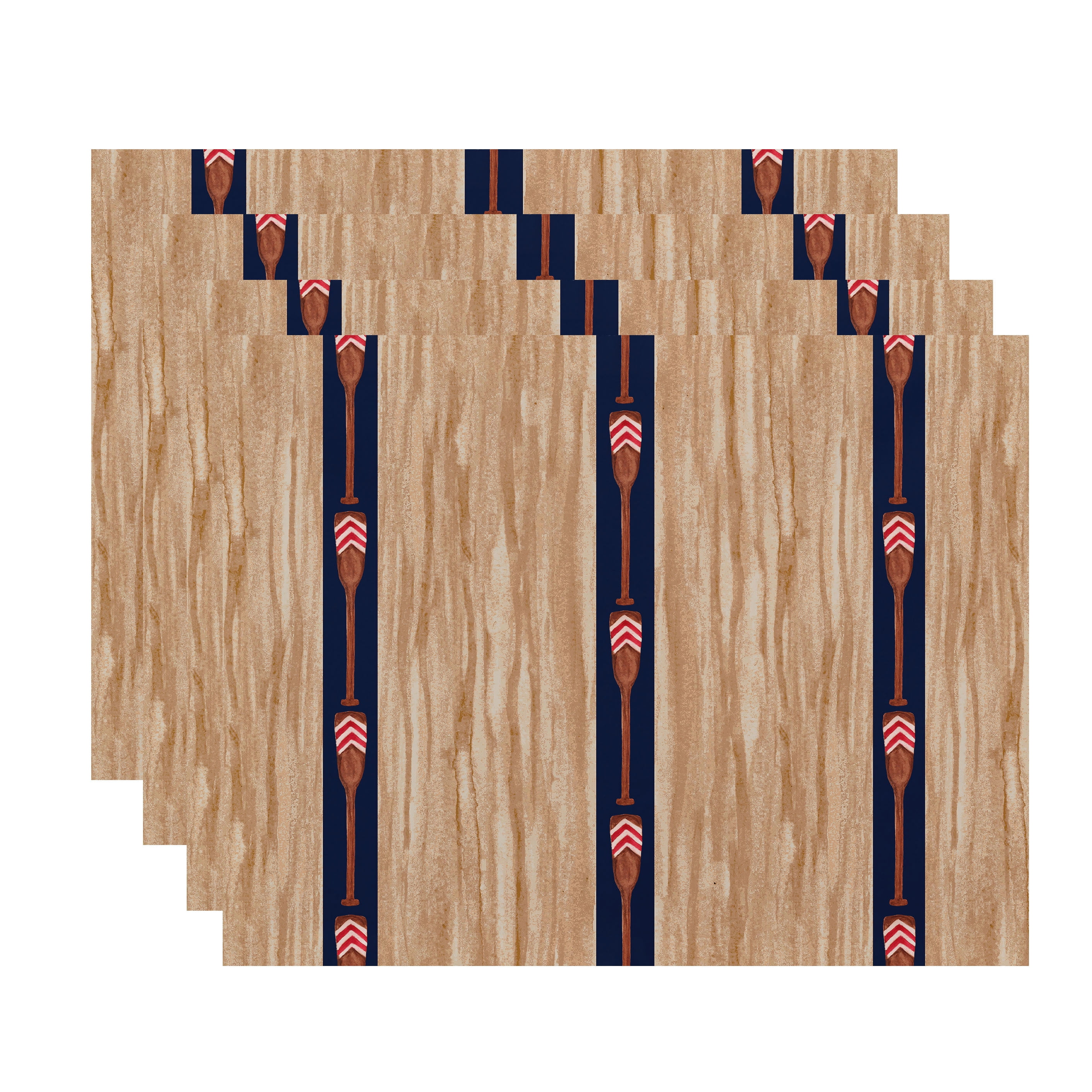 Simply Daisy, 18 x 14 Inch, Oar Stripe Trio, Stripe Print Placemat (Set of 4), Navy Blue
