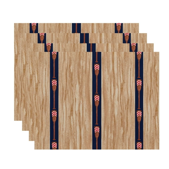 Simply Daisy, 18 x 14 Inch, Oar Stripe Trio, Stripe Print Placemat (Set of 4), Navy Blue