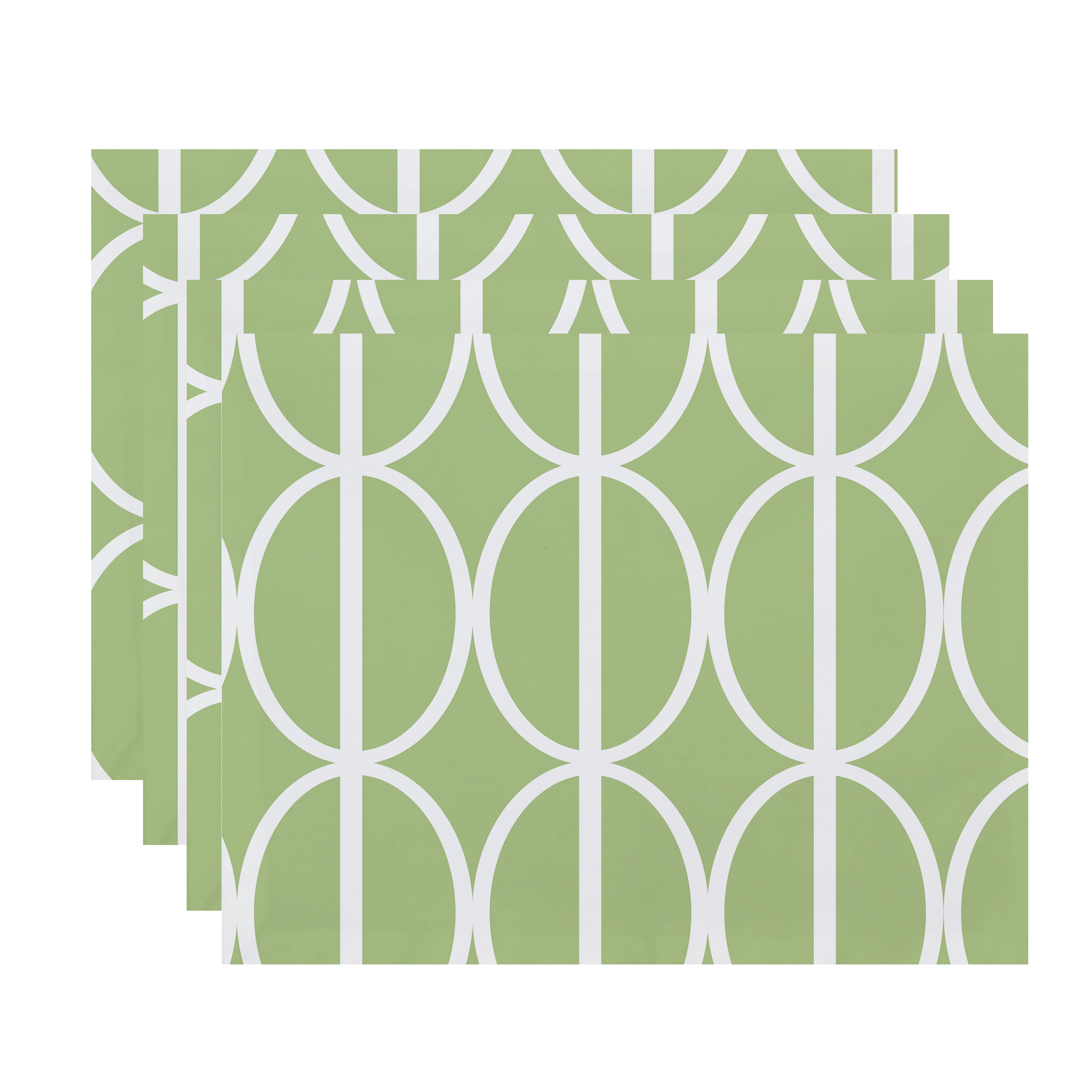 Simply Daisy, 18 x 14 Inch Ovals Go \'Round Geometric Print Placemat (set of 4), Green